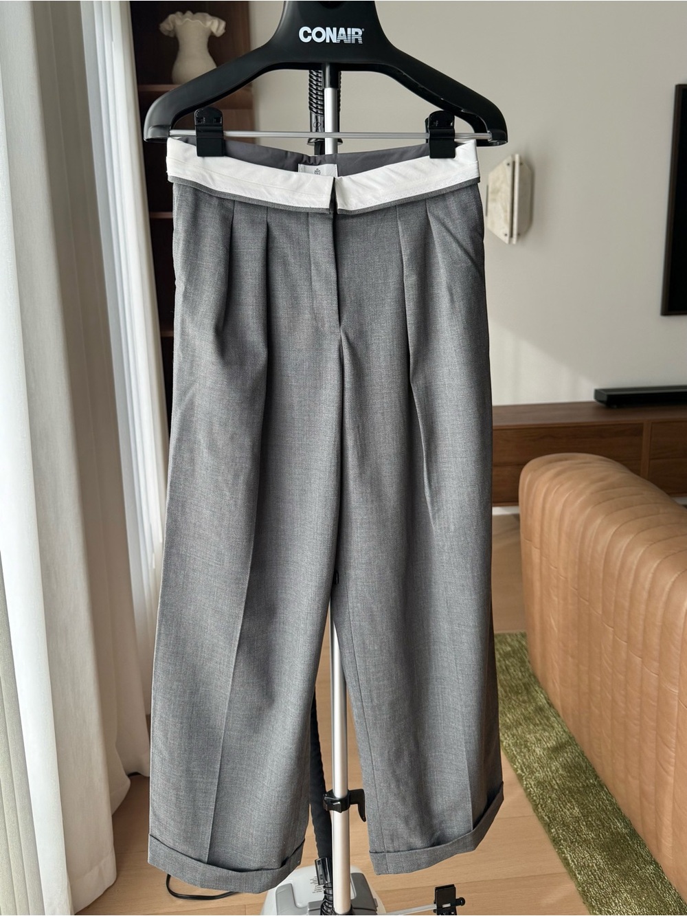 Babaton foldover Wool Trousers in Gray Size 4 Like New